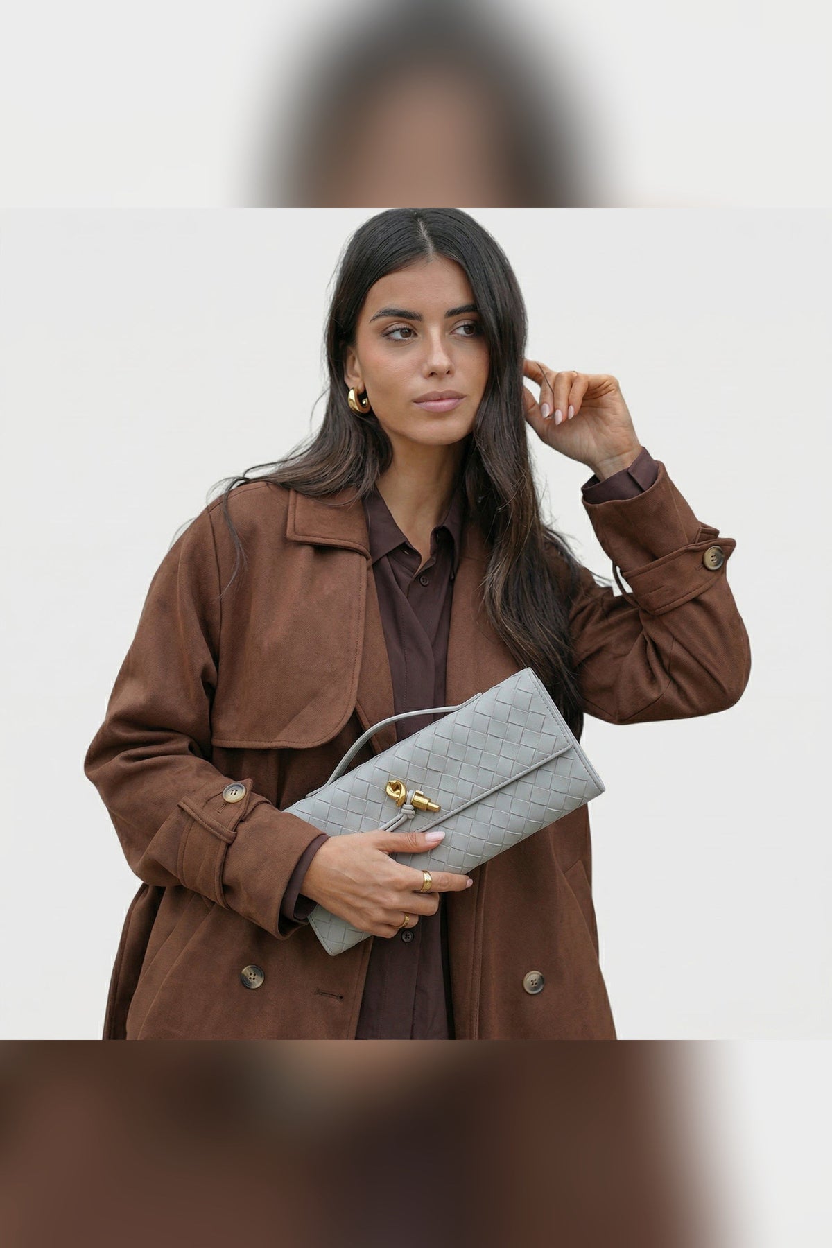 Bolso de hombro de ante Melanie en gris