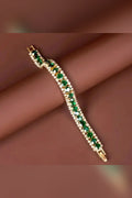 Pulsera rígida verde y dorada