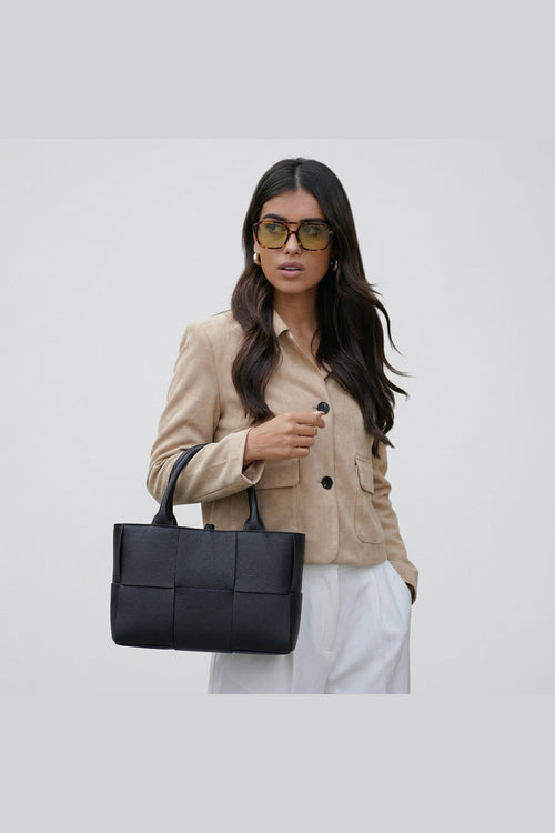 Bolso shopper trenzado Bronte en negro