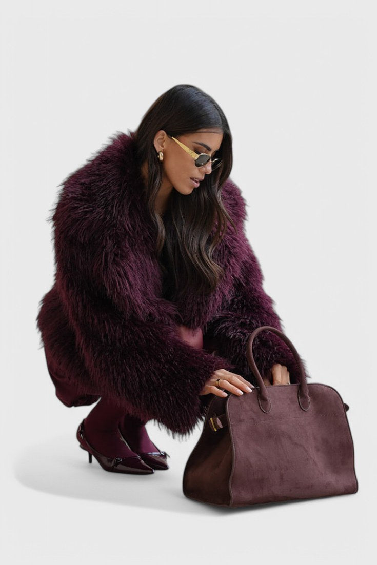 Bolso tote Harlow en ante marrón