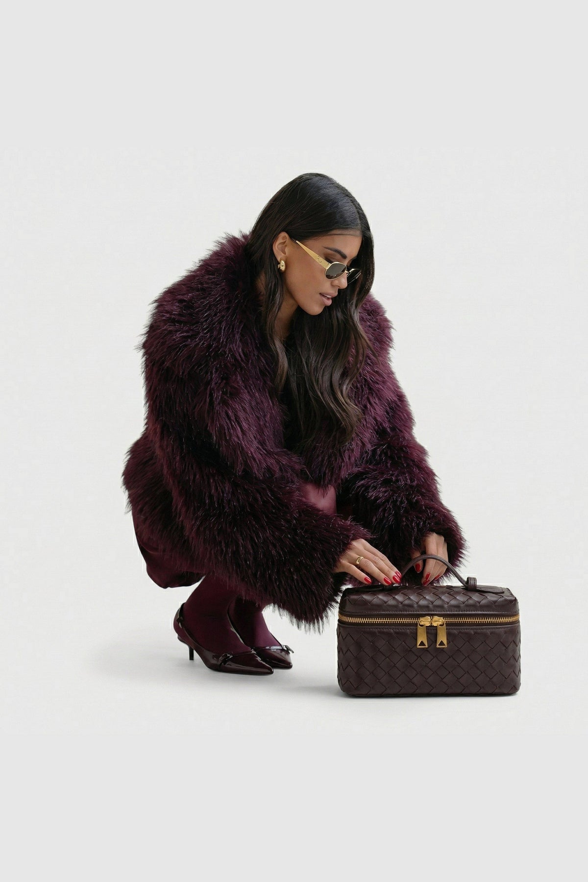 Bolso mini trenzado Milla en rojo vino