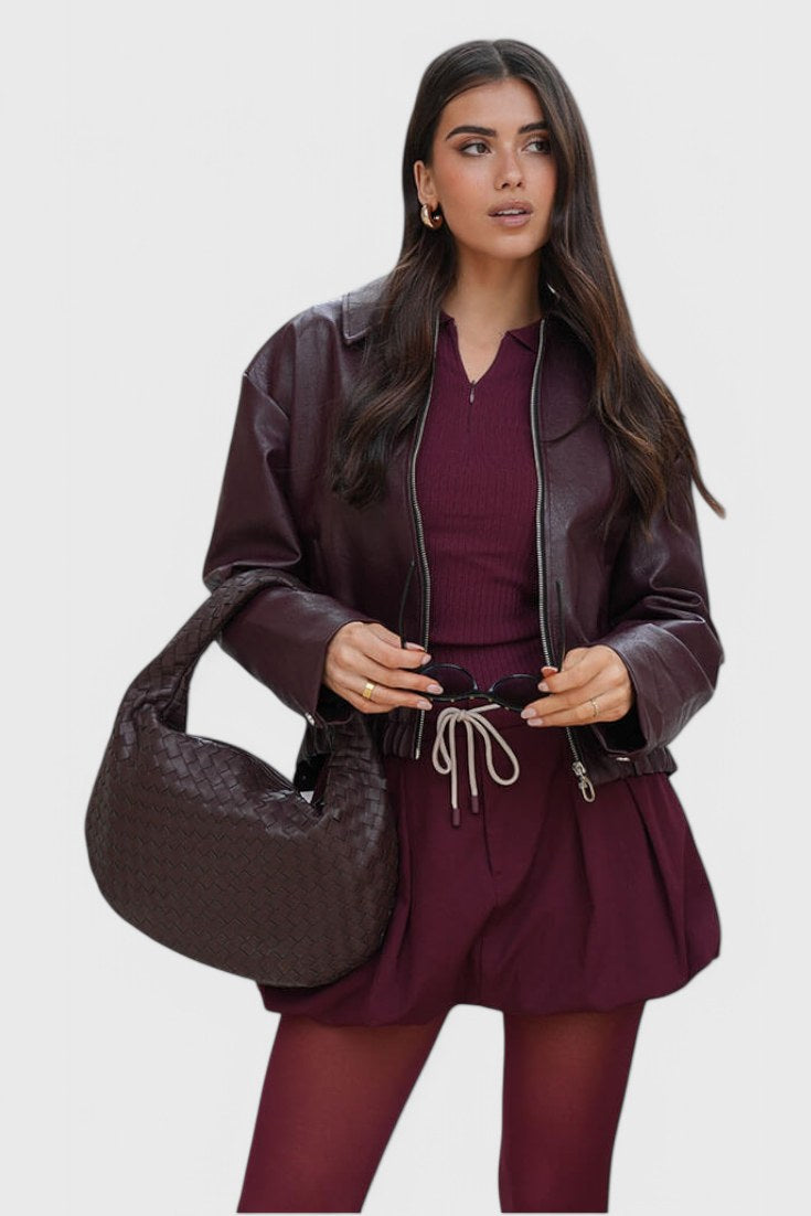 Bolso trenzado Lila con nudo en café