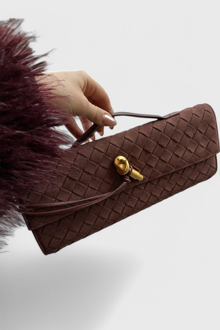 Bolso de hombro de ante Melanie en burdeos