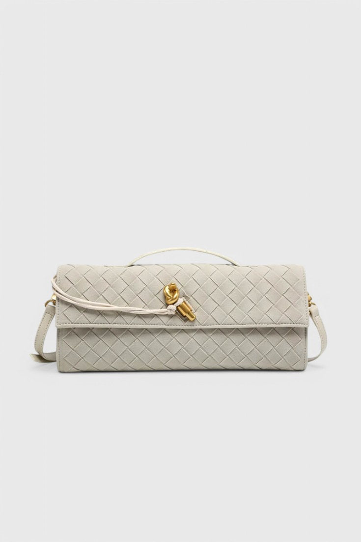 Bolso de hombro de ante Melanie en blanco