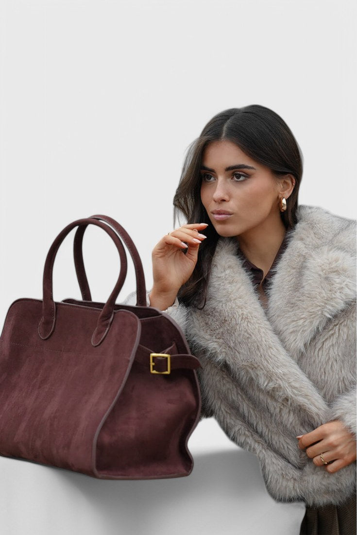 Bolso tote Harlow en ante marrón