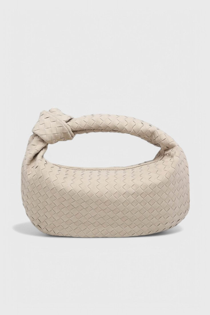Bolso trenzado Lila con nudo en crema