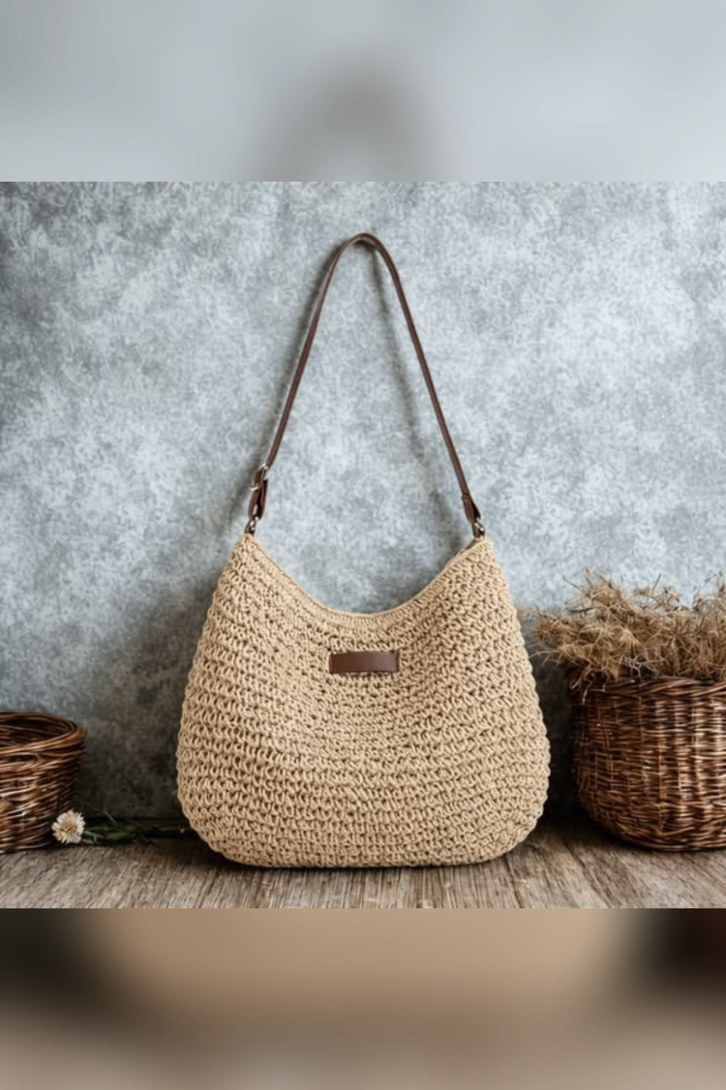 Bolso trenzado Simona en beige