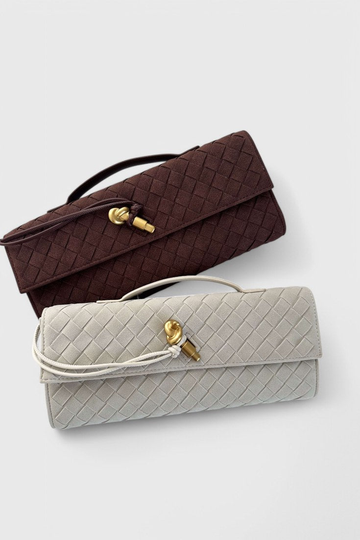 Bolso de hombro de ante Melanie en blanco