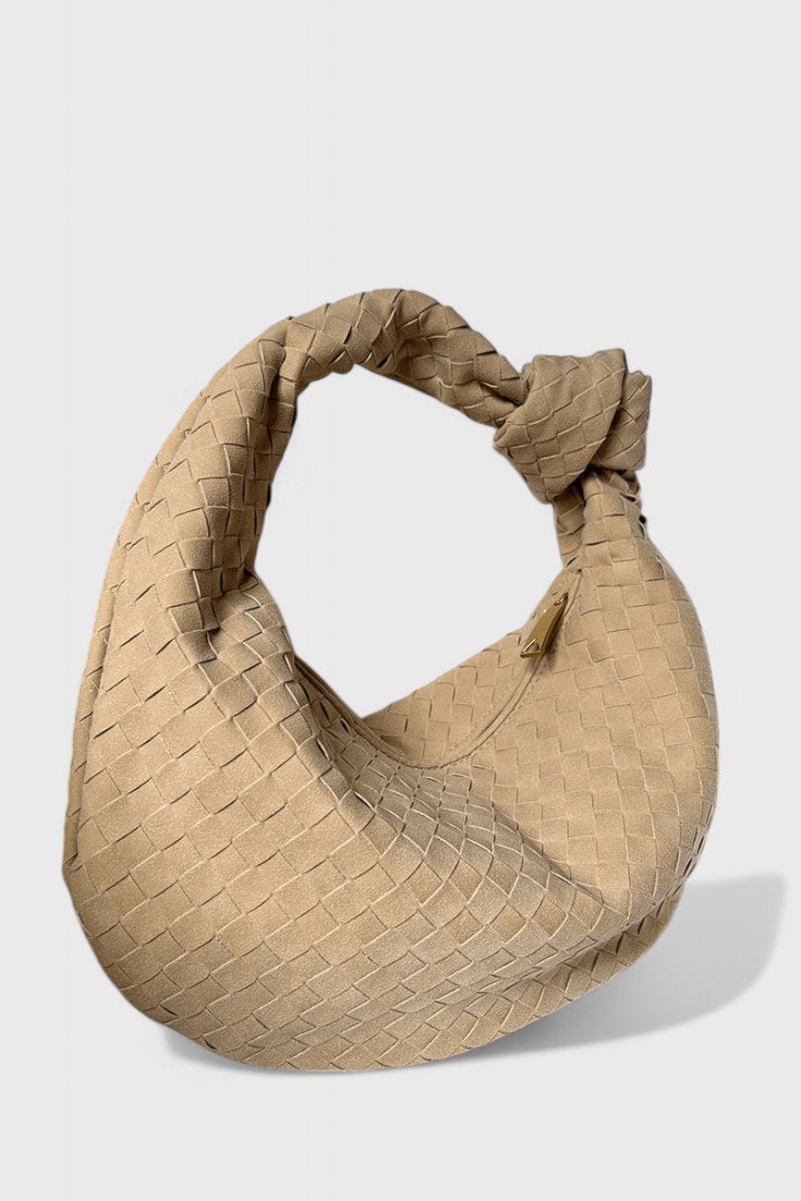 Bolso trenzado Lila con nudo en beige