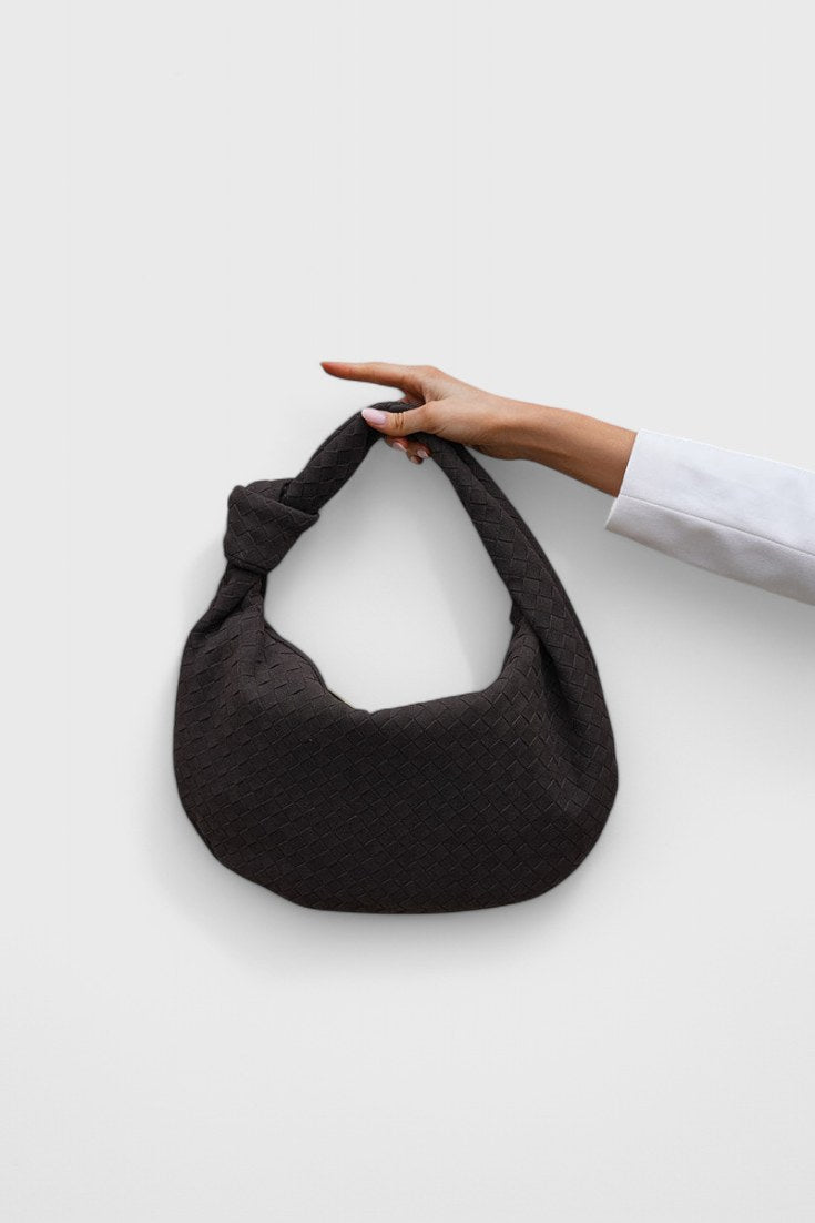 Bolso trenzado Lila con nudo en café