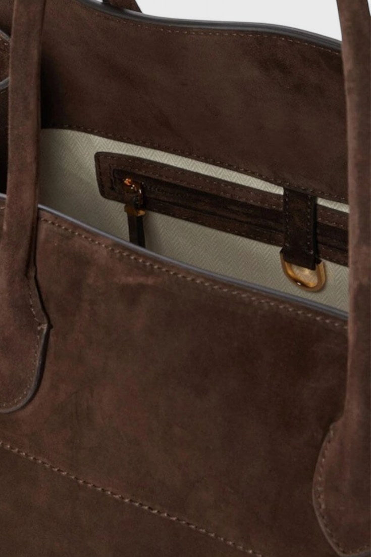Bolso tote Harlow en ante marrón