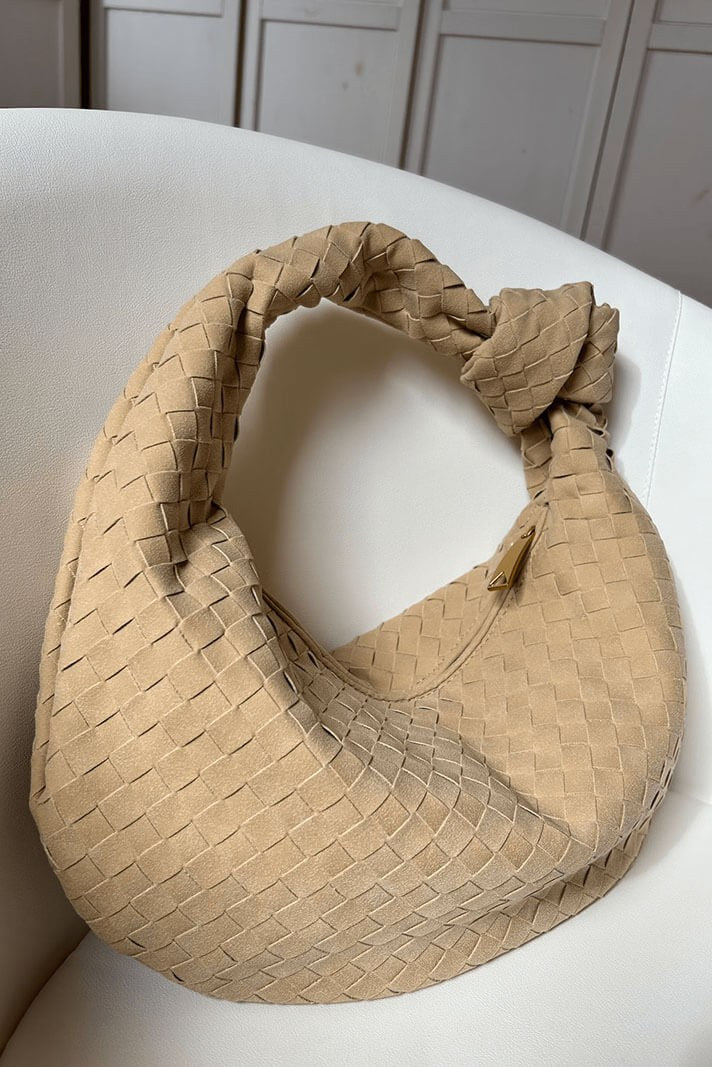 Bolso trenzado Lila con nudo en beige