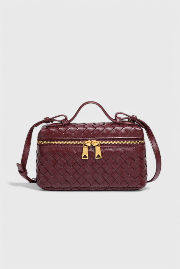 Bolso mini trenzado Milla en rojo vino