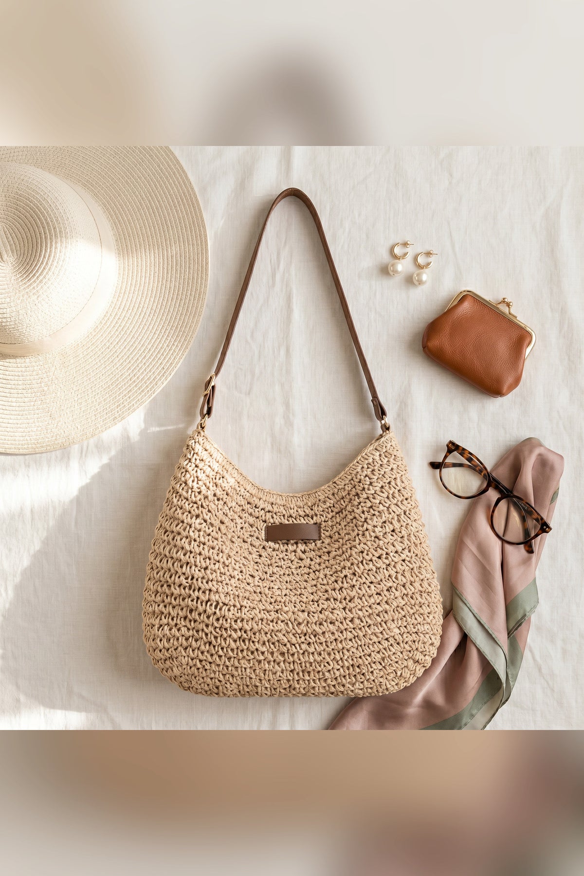 Bolso trenzado Simona en beige