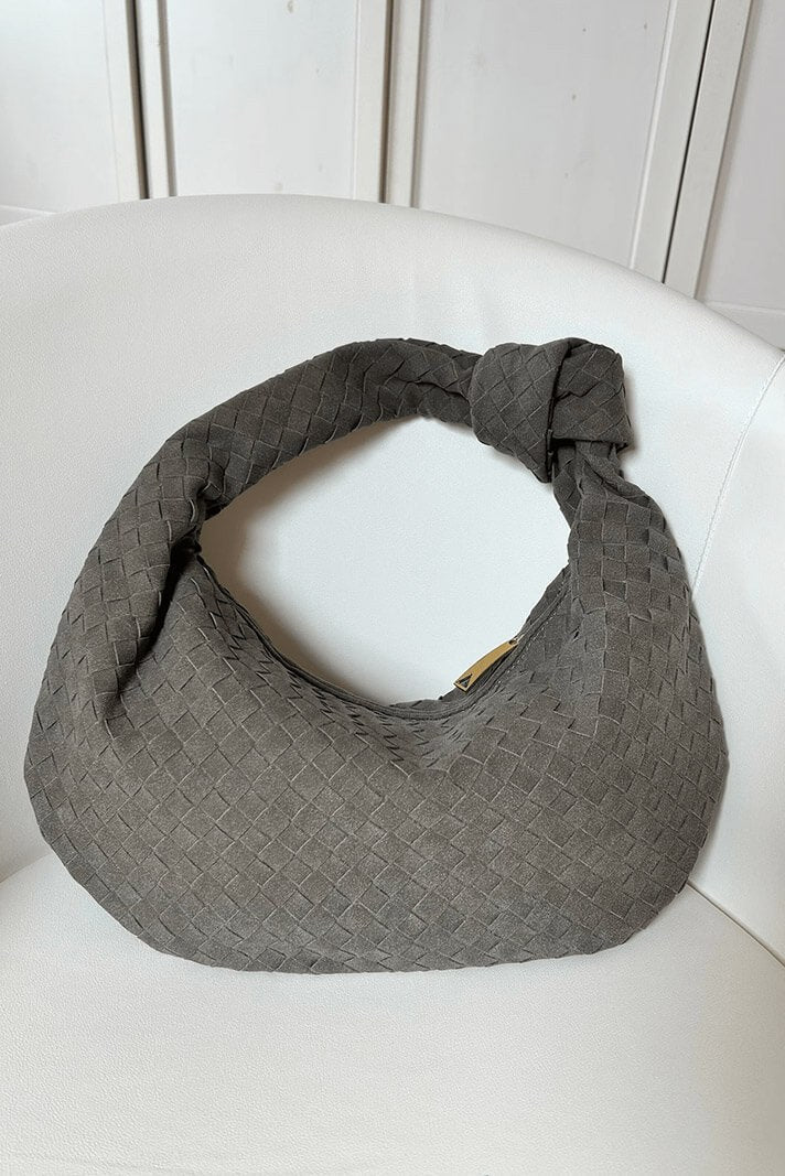 Bolso trenzado Lila con nudo en gris
