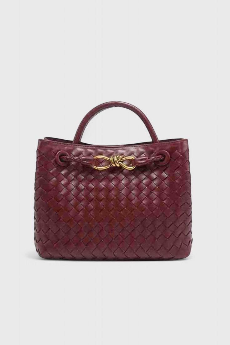 Bolso tejido de diario en burdeos