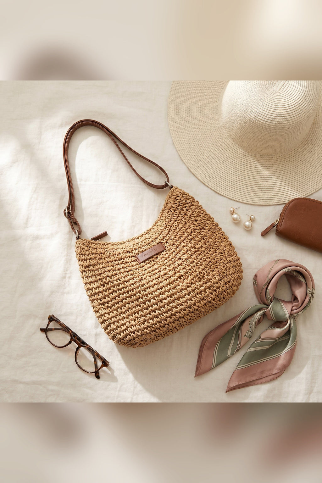 Bolso trenzado Simona en beige