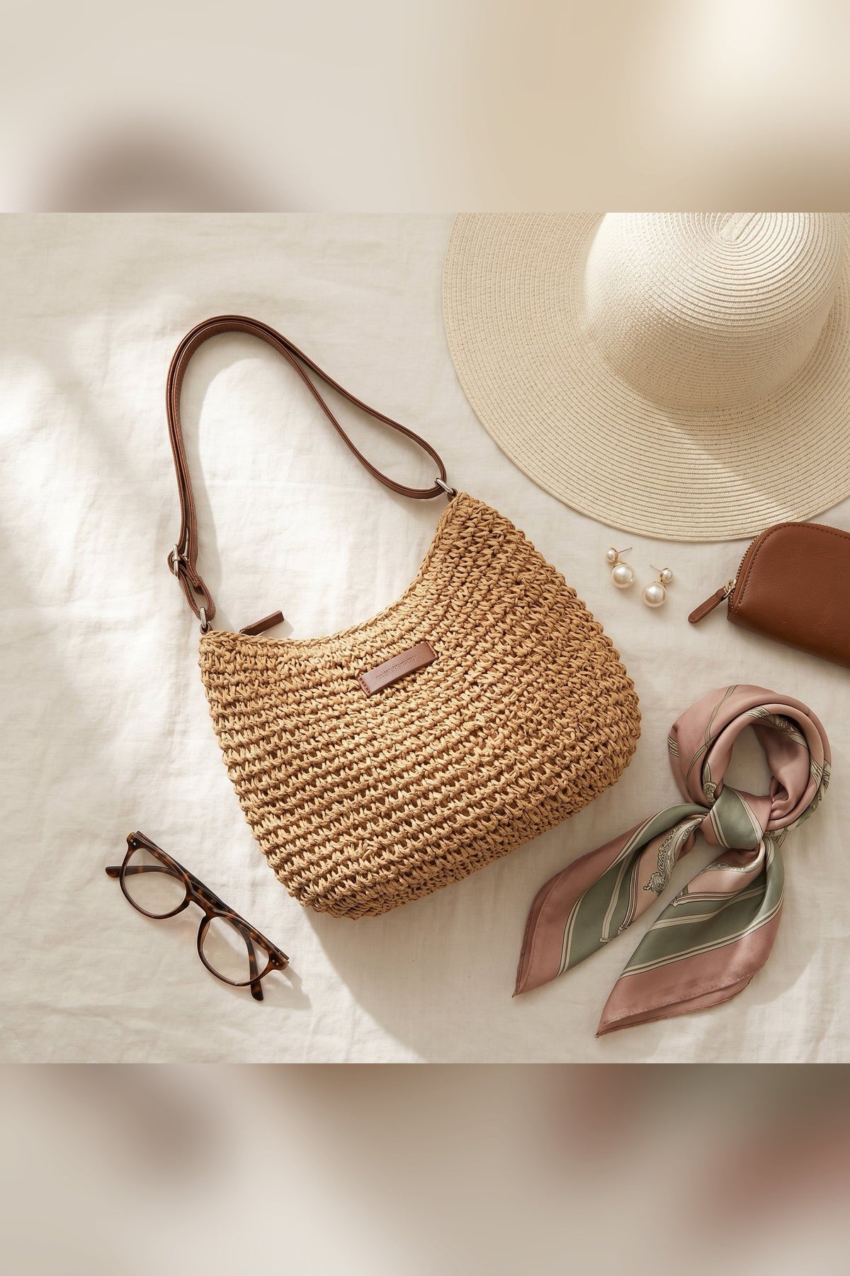 Bolso trenzado Simona en beige