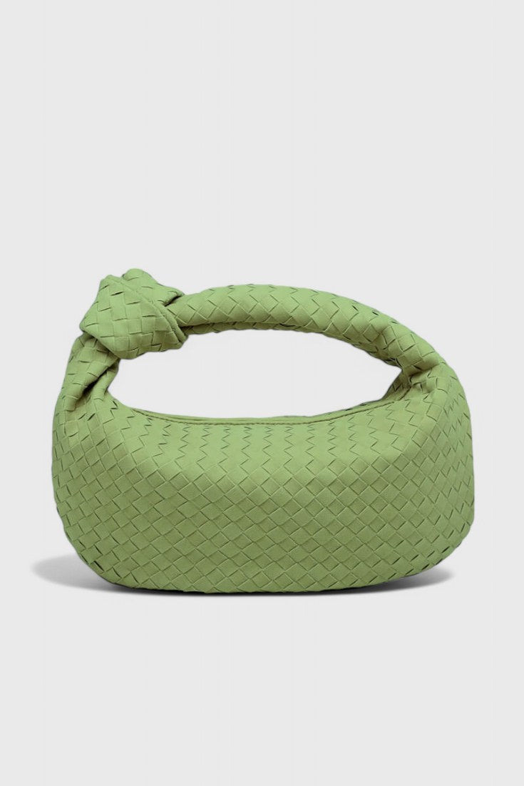 Bolso trenzado Lila con nudo en verde
