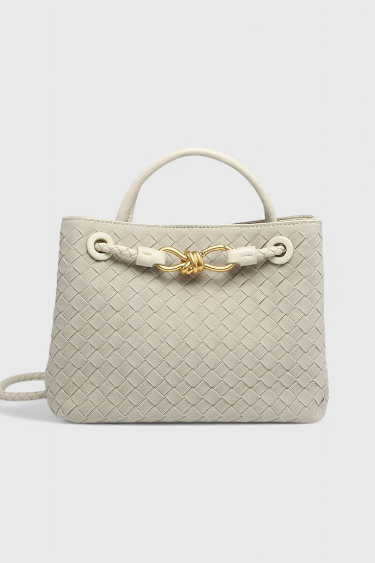 Bolso tejido de diario en crema
