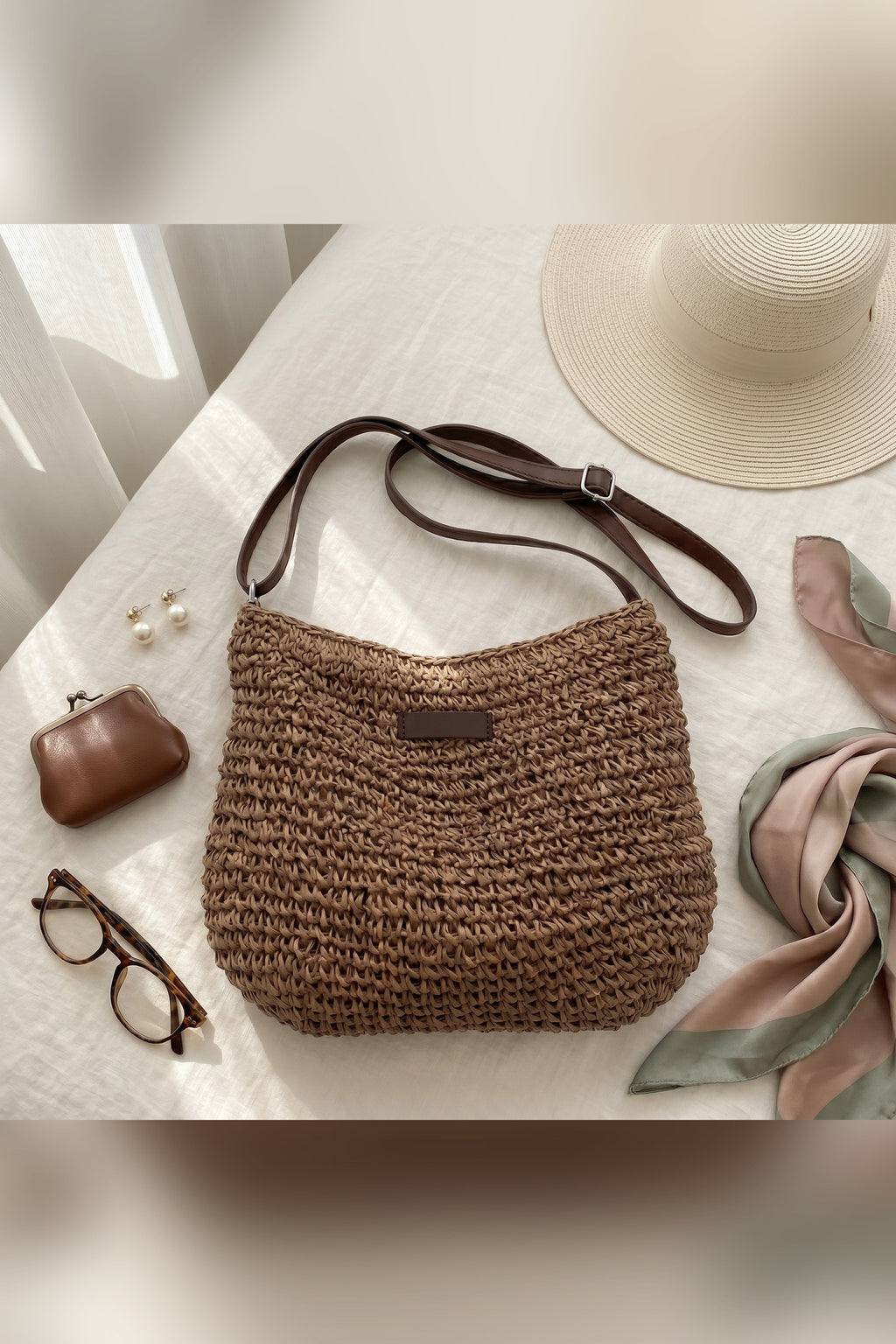 Bolso trenzado Simona en beige