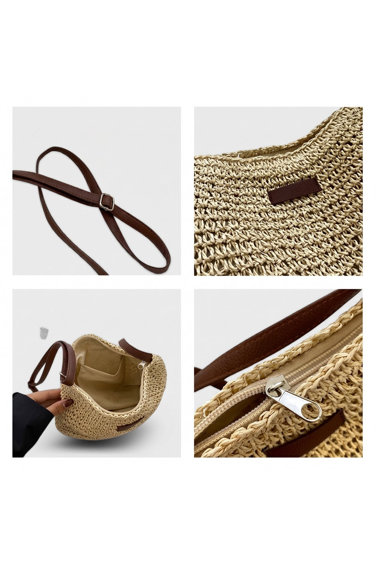 Bolso trenzado Simona en beige