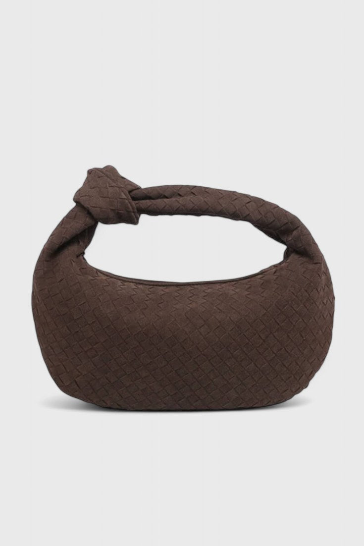 Bolso trenzado Lila con nudo en café