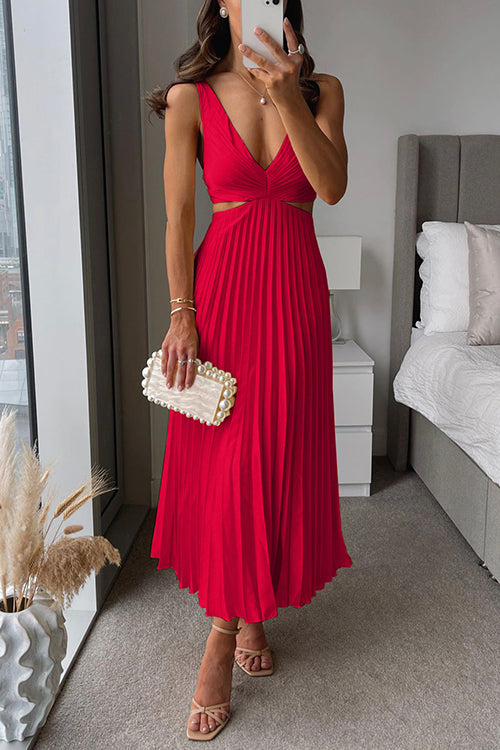 Vestido largo de tirante fino en rojo