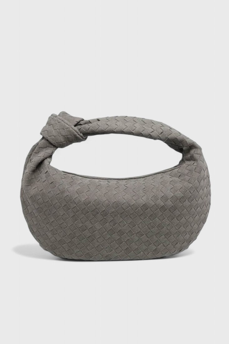 Bolso trenzado Lila con nudo en gris
