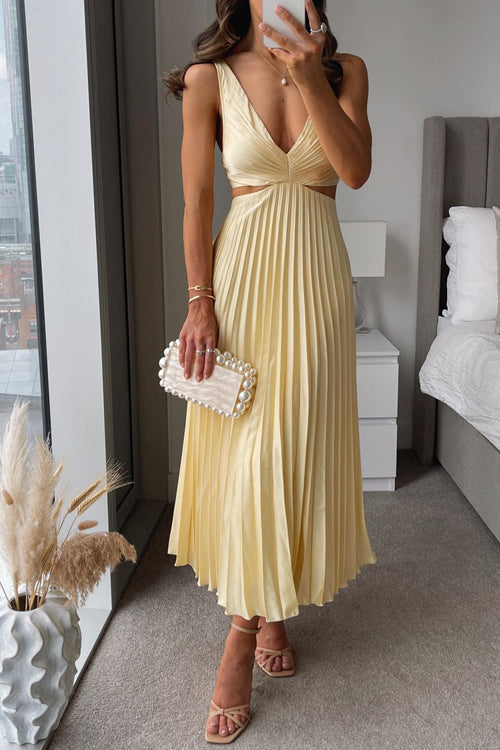 Vestido largo de tirante fino en amarillo