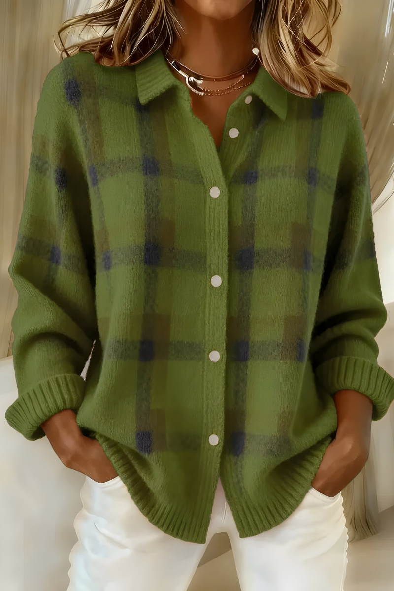 Chaqueta de punto de cuadros en verde