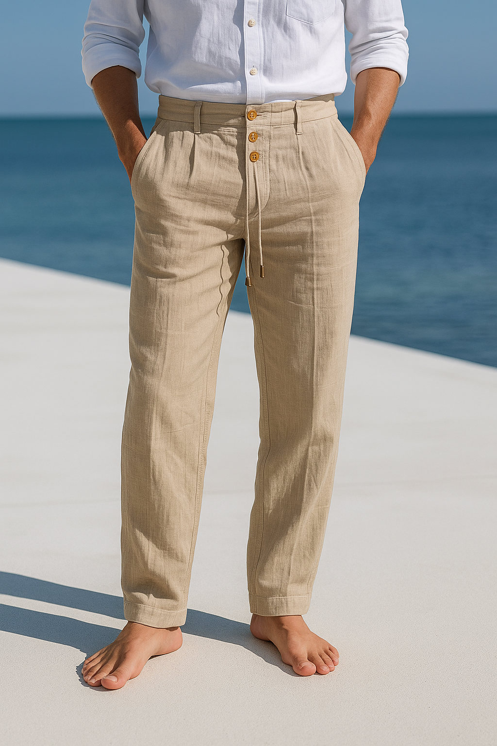 Pantalón de vestir de verano en caqui
