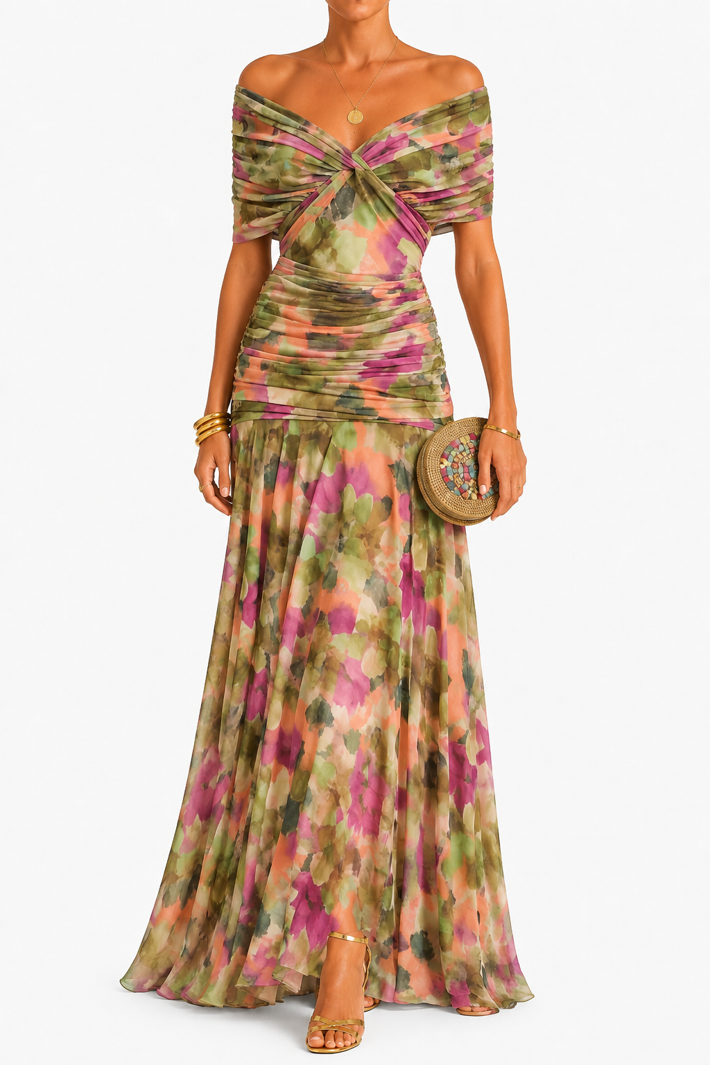 Ignacia — Vestido largo plisado floral