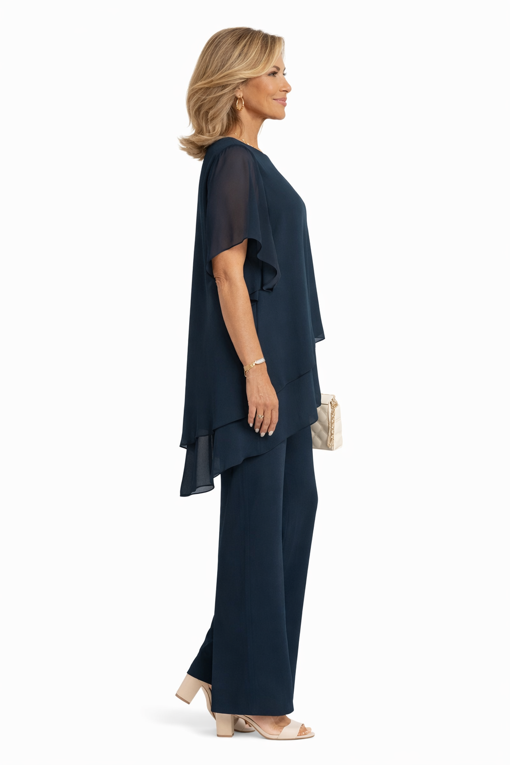 Conjunto de top y pantalón ancho en azul