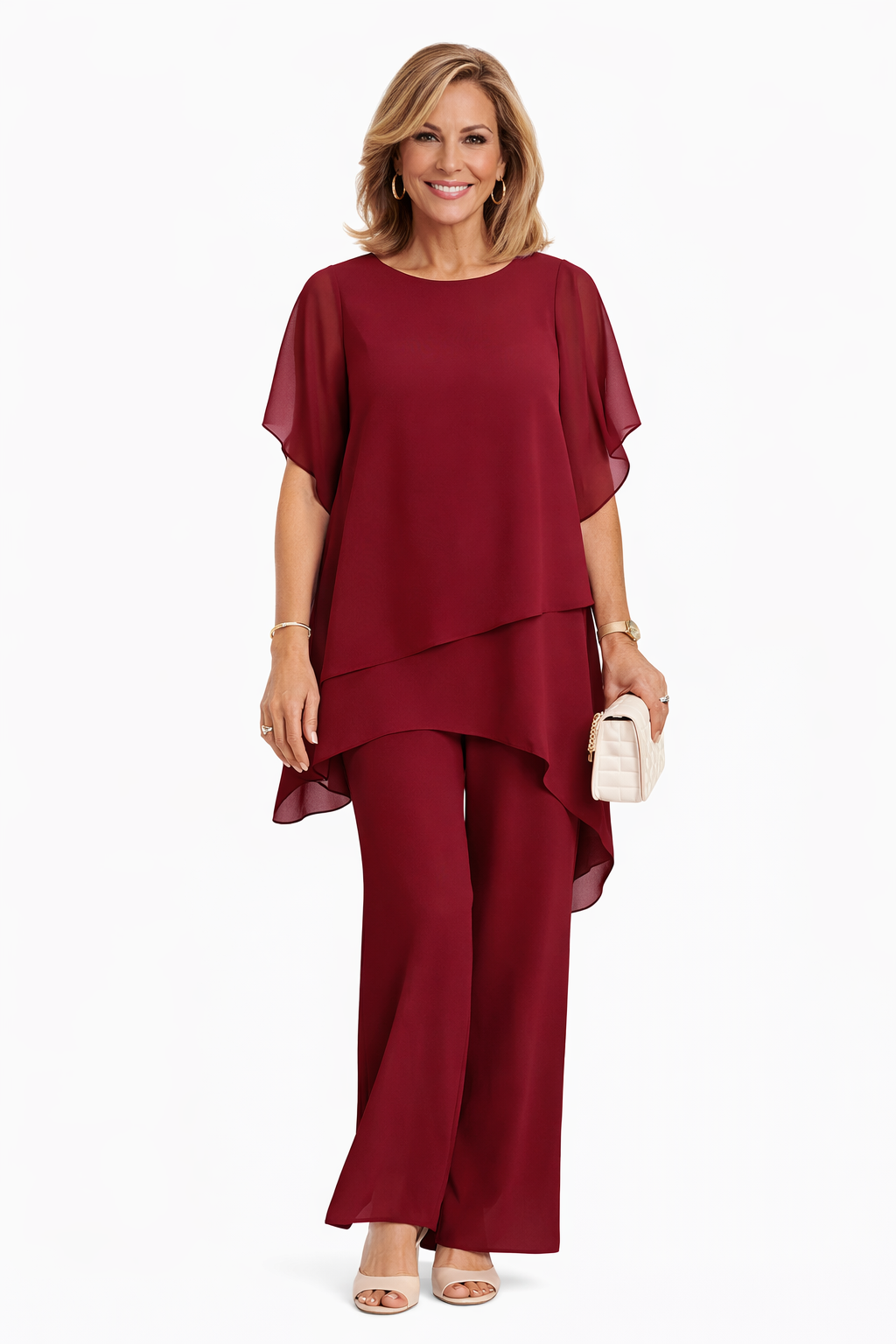 Conjunto de top y pantalón ancho en rojo