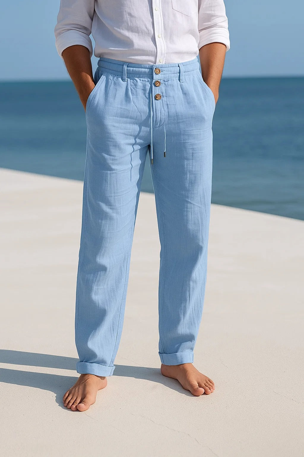 Pantalón de vestir de verano en azul