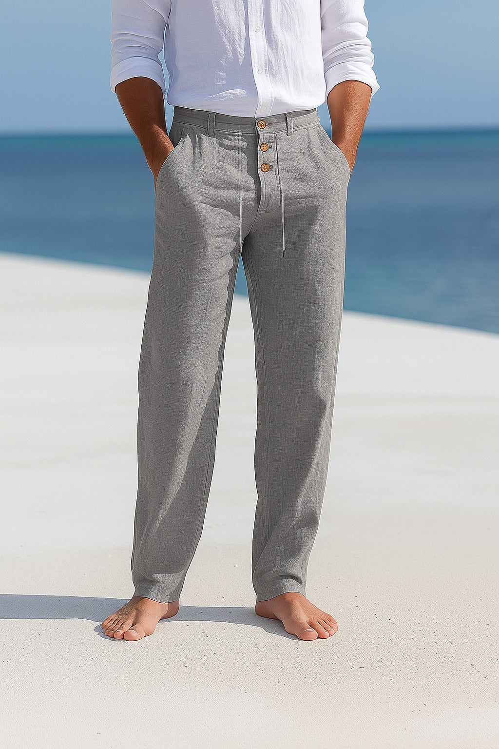 Pantalón de vestir de verano en gris