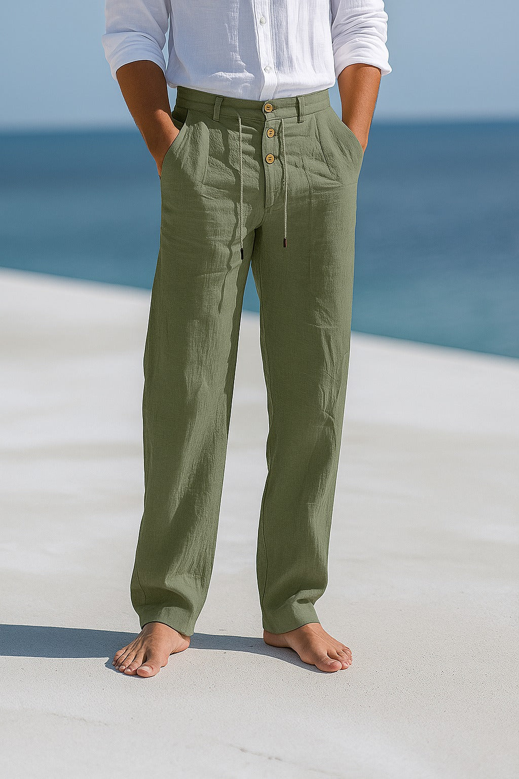 Pantalón de vestir de verano en verde