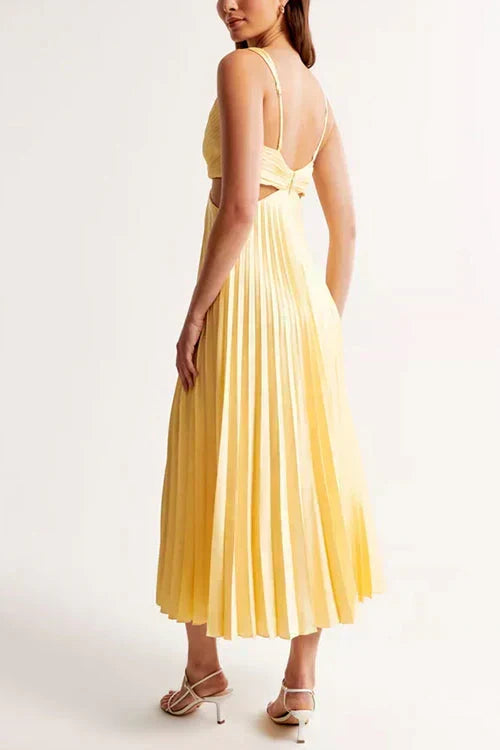 Vestido largo de tirante fino en amarillo