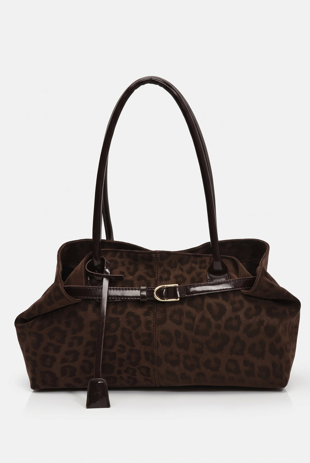 Bolso de hombro de ante con estampado de leopardo en leopardo