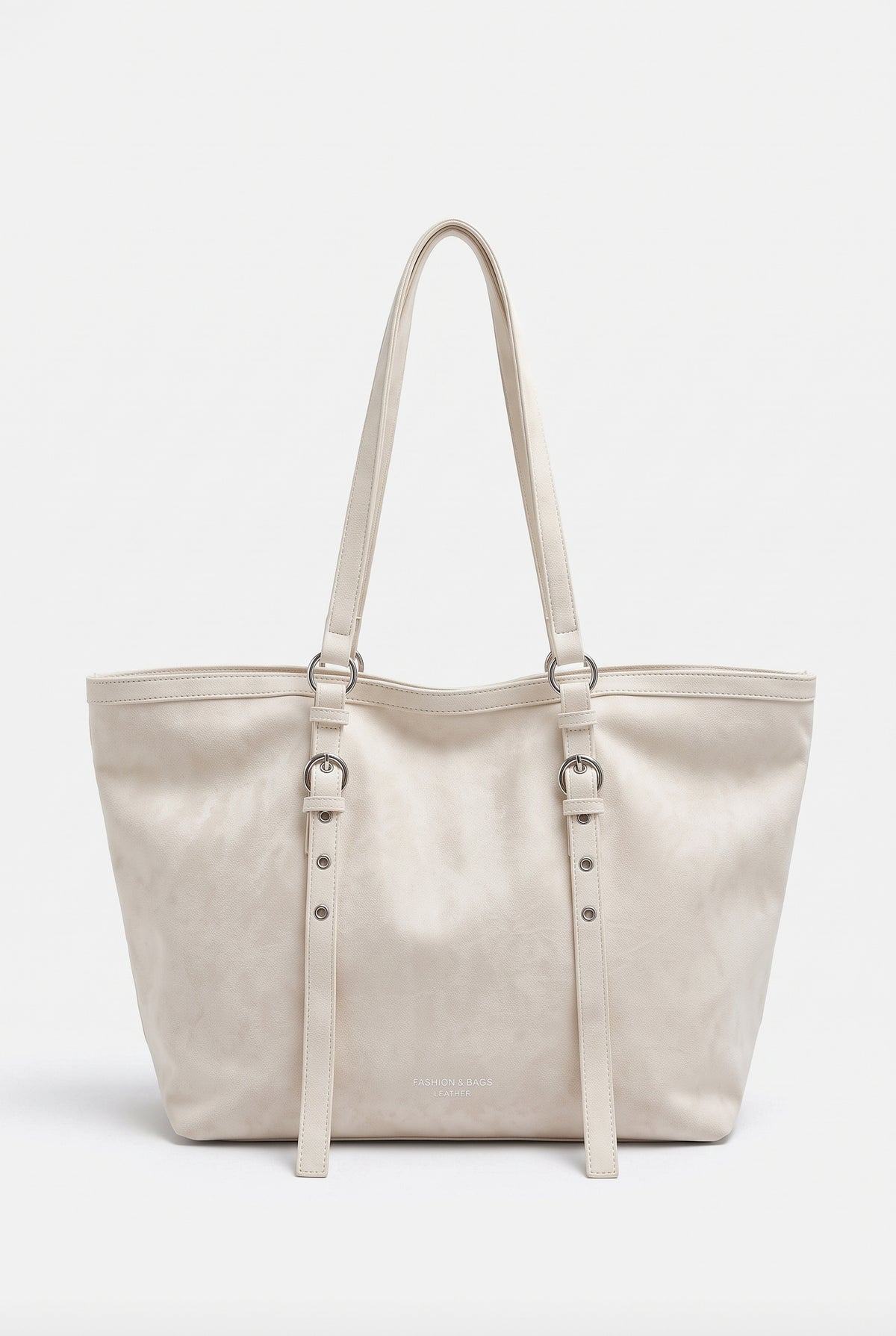 Bolso de hombro de ante con hebilla en beige