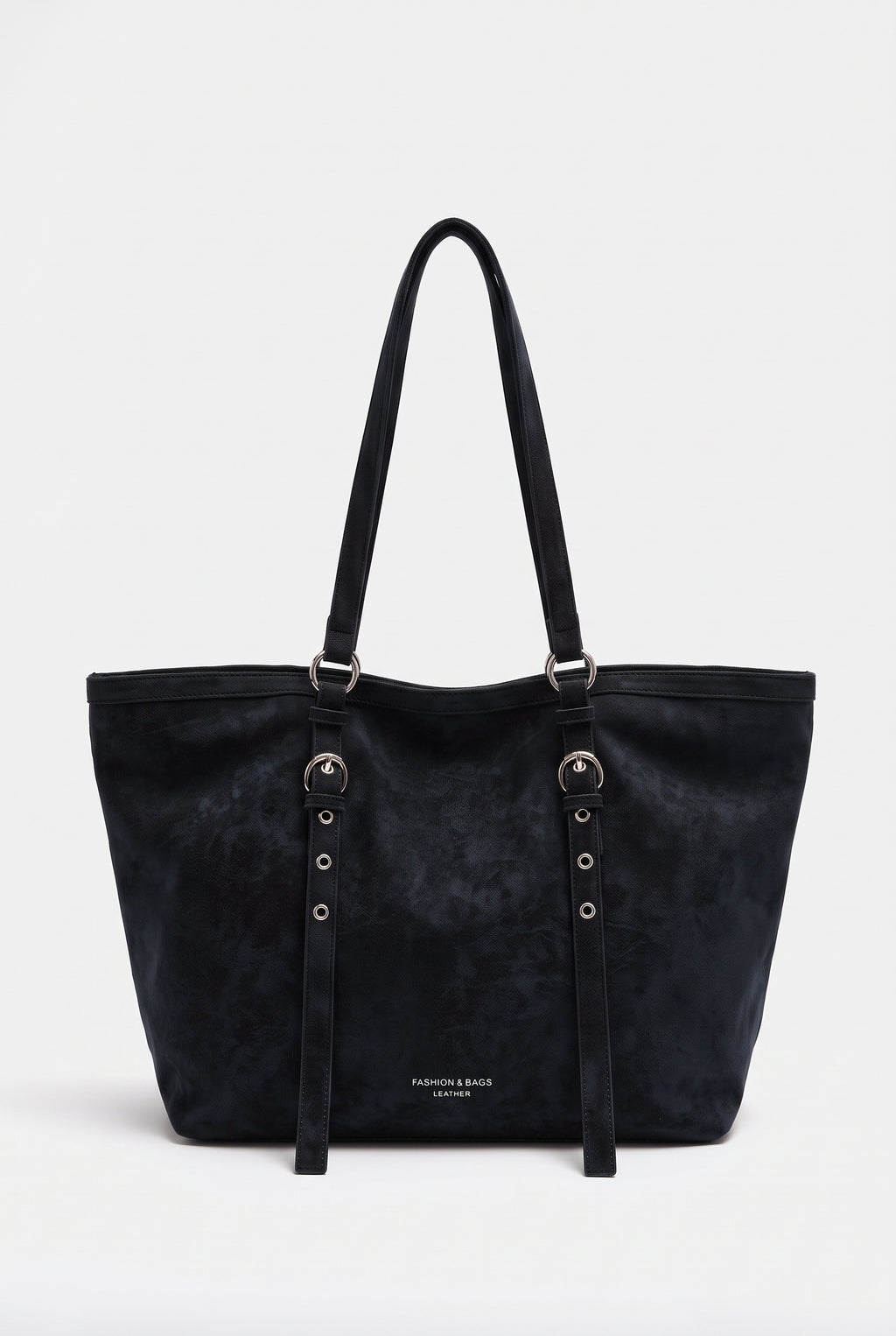 Bolso de hombro de ante con hebilla en negro