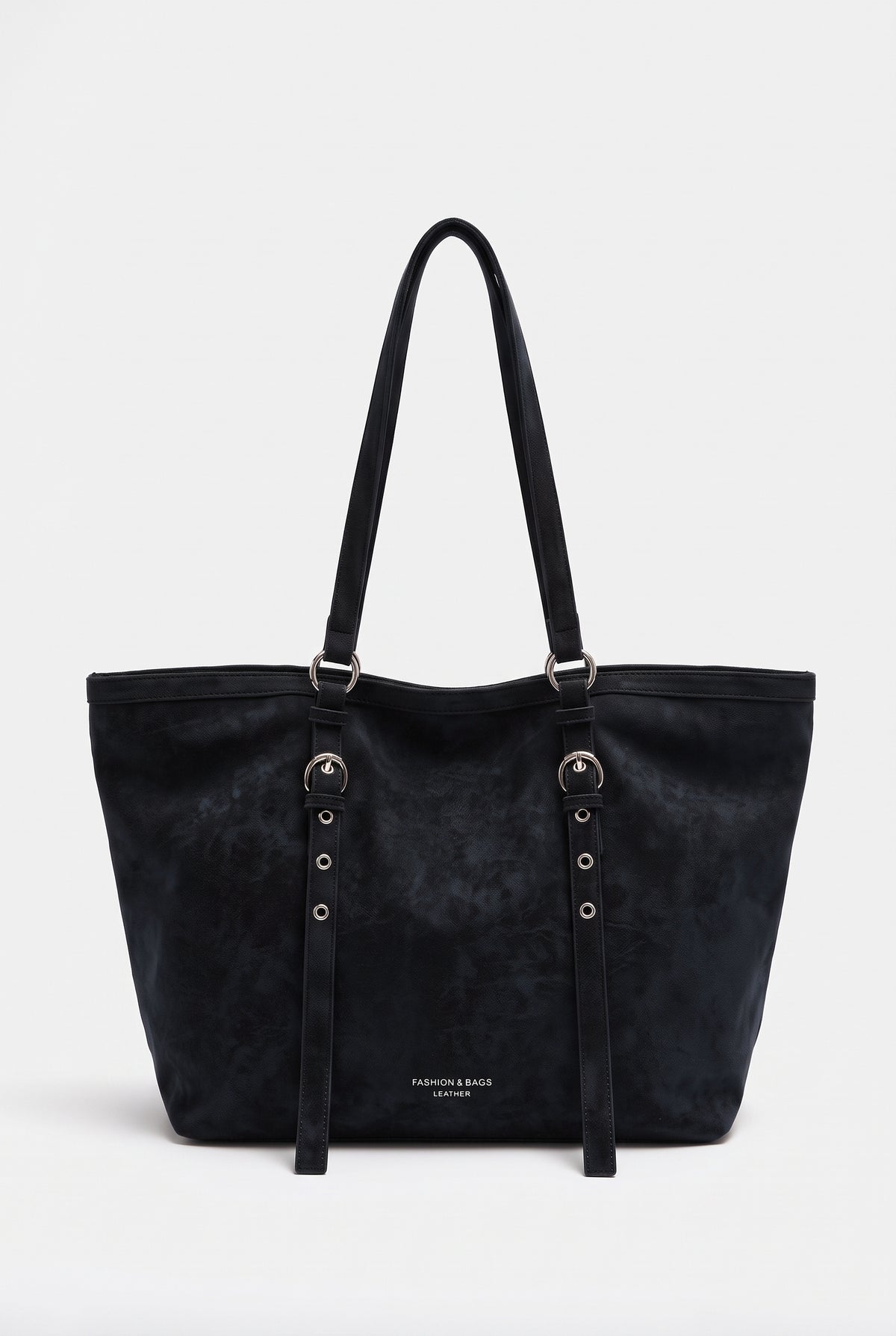 Bolso de hombro de ante con hebilla en negro