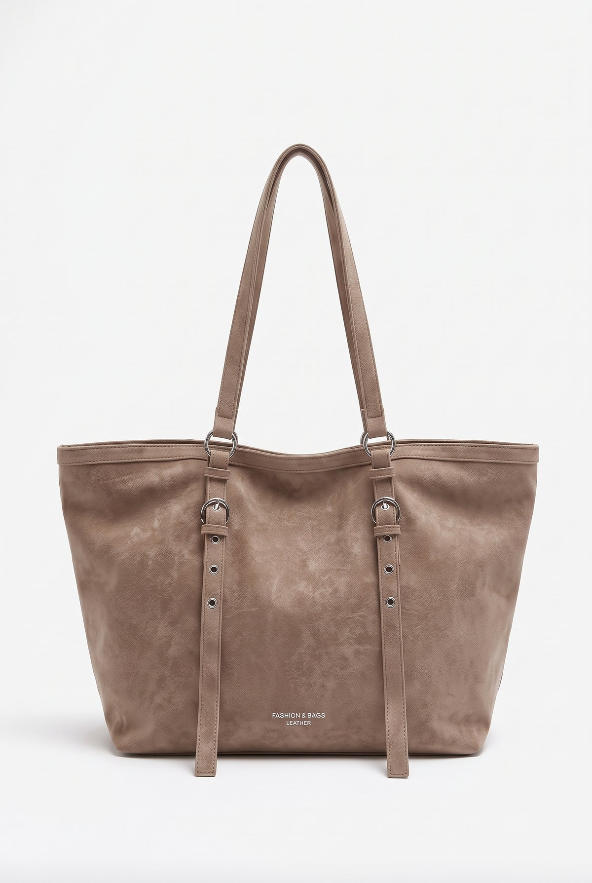 Bolso de hombro de ante con hebilla en taupe