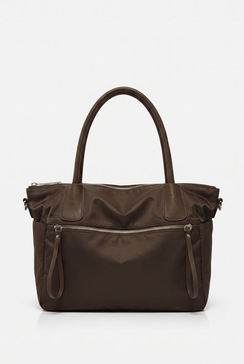 Bolso de hombro de nailon impermeable en café
