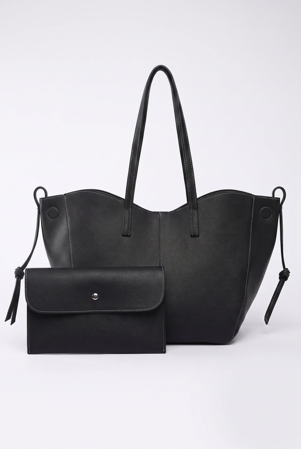 Bolso de mano dos en uno con bolsito a juego en negro