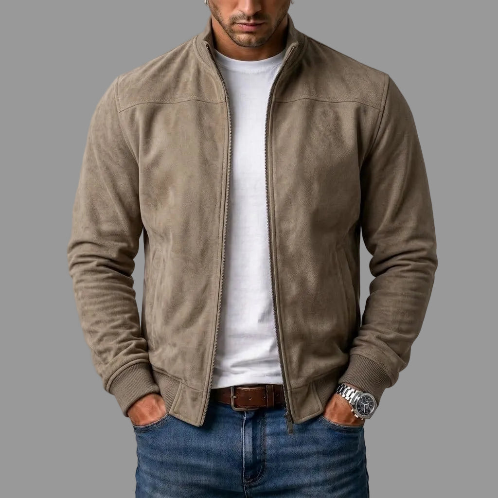 Bomber de antelina con cuello alto en visón