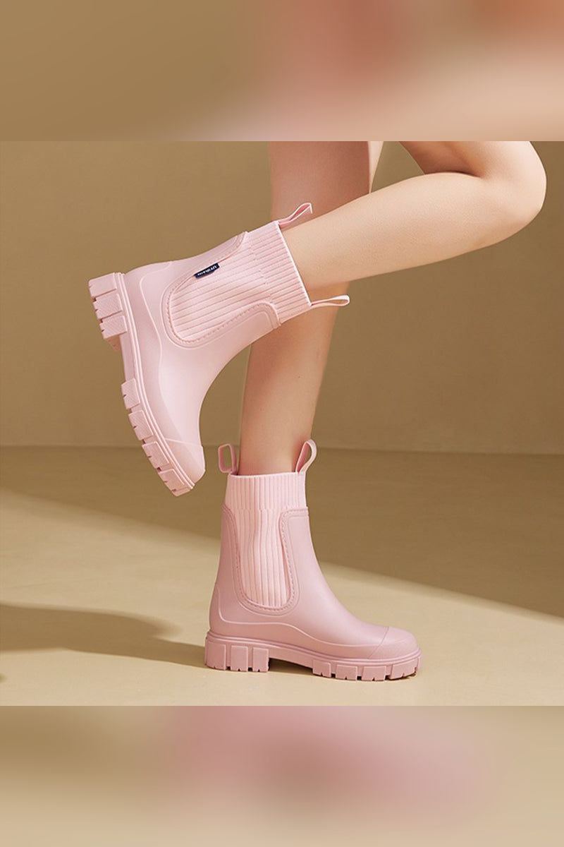 Botas impermeables de media caña en rosa