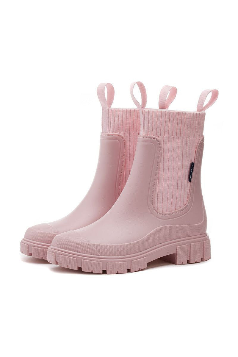 Botas impermeables de media caña en rosa