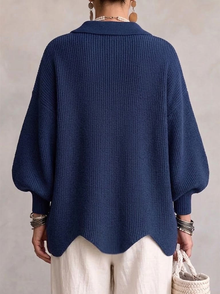 Cárdigan oversize con cuello y botones metálicos en azul marino